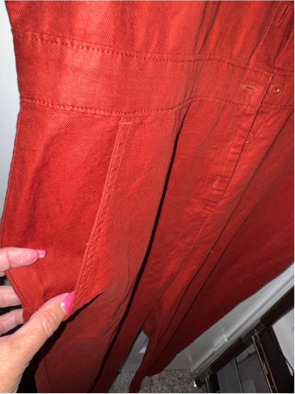 Quince Linen Organic Cotton Utility Jumpsuit Terracotta Size M